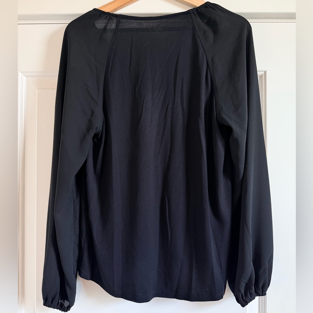 LOFT Black V-Neck Blouse - Picture 2 of 4